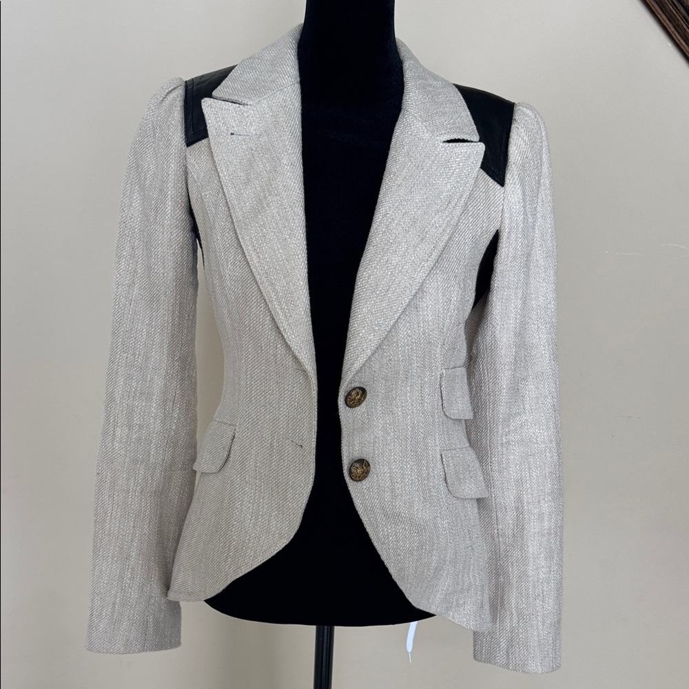 Smythe beige black riding blazer coat jacket sz 2